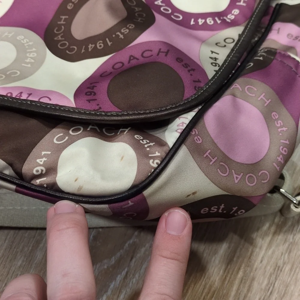 👶🎒Coach Pink/Purple & Brown Circle Diaper Baby Bag w/ Changing Pad👶🎒